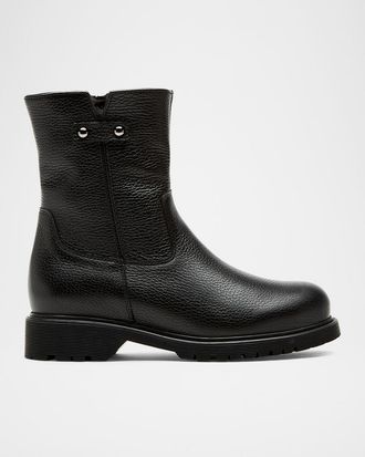 La Canadienne Hogan Shearling-Lined Pebbled Leather Booties