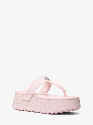 Michael Kors Koya Signature Logo Denim Platform Flip Flop