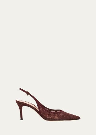 Gianvito Rossi 70mm Floral Lace Slingback Pumps