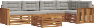 vidaXL Conjunto De Sof&aacute;s De Exterior 6 Uds. Gris Natural Y Claro Vidaxl