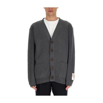 Golden Goose Ribbed V-neck Cotton Cardigan - Heren - Truien - Grijs - Maat: XL Katoen