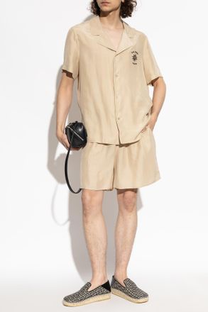 Balmain Silk Shorts, Mens, Beige