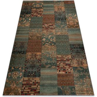 RugsX Rugsx - Alfombra De Lana Kashqai 4327 400 Patchwork Verde Green 80x160 Cm