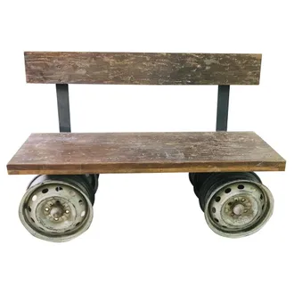 Wanderlust Deco Wanderlust Deco - Banco De Madera Y Metal Marr&oacute;n 142x44x98