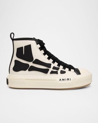 Amiri Mens Skel Court Hi Canvas & Leather High-Top Sneakers