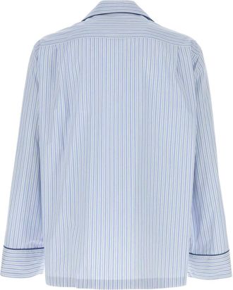 Dolce & Gabbana Mens Striped Cotton-Silk Poplin Shirt Blue
