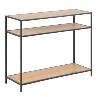 Furniture To Go Seaford Console Table, 2 Shelves in Black & Oak