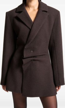 Mani&egrave;re De Voir Sylvie oversized mini-blazerjurk met asymmetrische afwerking - Bruin