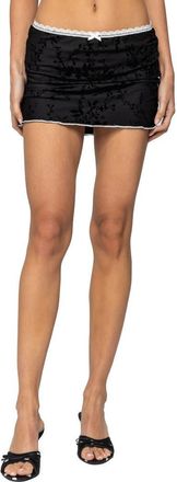 Edikted Klea Floral Burnout Velvet Miniskirt in Black at Nordstrom, Size X-Small