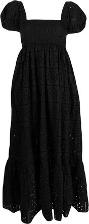 Ganni broderie anglaise organic-cotton maxi dress - women - Organic Cotton/Organic Cotton - 36 - Black