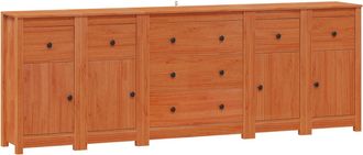 vidaXL Aparador 5 Uds. Marr&oacute;n Cera 226 X 35 X 80 Cm Pino Macizo Vidaxl
