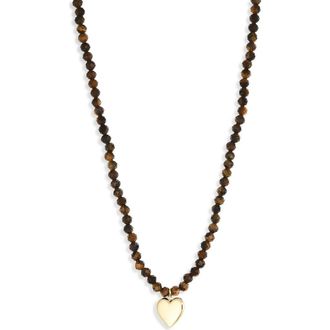 Argento Vivo Tigers Eye Heart Necklace in Gold at Nordstrom Rack