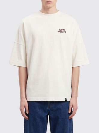 Palm Angels T-shirt girocollo in cotone nero con logo a contrasto