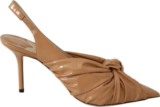 Jimmy Choo London Caramel Brown Leather Annabell 85 Womens Pumps