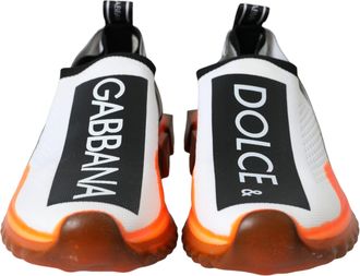 Dolce & Gabbana Black White Orange Slip On Sorrento Sneakers Womens Shoes