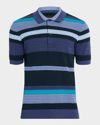 Scotch & Soda Mens Stripe Knit Classic-Fit Polo Shirt