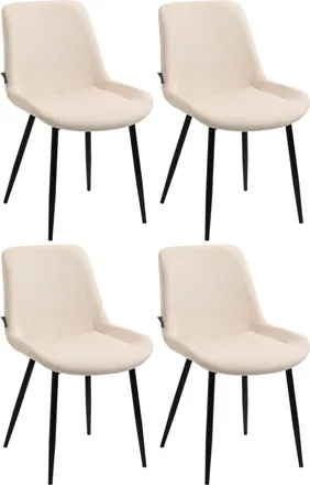 Clp Clp - Pack De 4 Sillas De Comedor Victoria En Terciopelo Crema