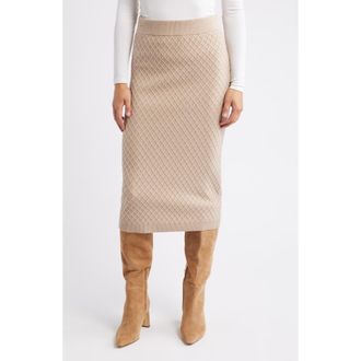Anne Klein Diamond Stitch Sweater Skirt in Latte at Nordstrom, Size Xx-Small