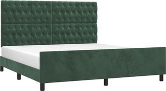 vidaXL Vidaxl - Estructura Cama Con Cabecero Terciopelo Verde Oscuro 180x200 Cm