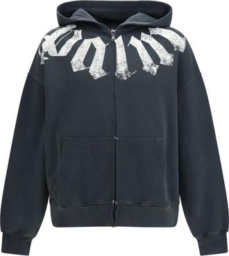 Palm Angels Black Zip Up Logo Hoodie