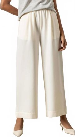 Lilla P Wide Leg Pull On Pant With Pockets In Winter White