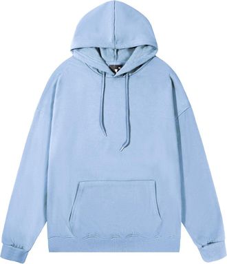 Generic Classic Hoodies for Men Drawstring Hooded Collar Plain Pullover Hoody Casual Wear with Pocket Pullover Hooded Sweater Sky Blue