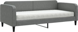 vidaXL Vidaxl - Sof&aacute; Cama Con Colch&oacute;n Tela Gris Oscuro 90x200 Cm