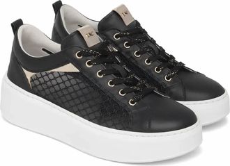 Nero Giardini Womens Lace-Up Platform Sneaker In Black Mesh