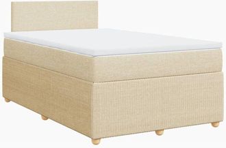 vidaXL Cama Box Spring Con Colch&oacute;n Tela Color Crema 120x200 Cm Vidaxl
