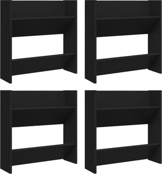 vidaXL Zapateros de pared 4 uds madera contrachapada negro 60x18x60 cm Vidaxl