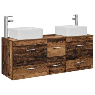 vidaXL Juego De Muebles De Ba&ntilde;o 3 Uds. Madera Envejecida Vidaxl