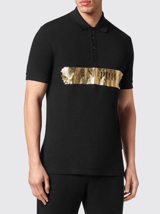 Plein Sport Polo slim fit in cotone con logo Hexagon laminato