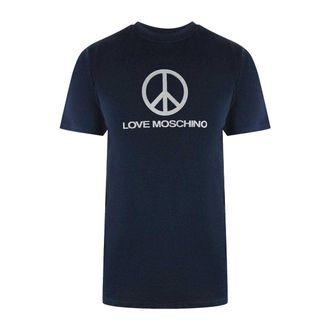 Love Moschino Heren Vredessymbool T-Shirt (Marineblauw)
