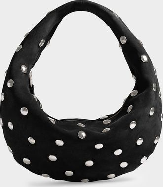 Khaite Olivia Medium Studded Suede Hobo Bag