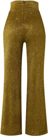 Generic Womens Bright Silk Trousers for Women UK Wide Leg Pants Ladies Trousers Casual Pants Glitter Sequins Wide Leg High Waist Straight Long Pants Zipper Fl