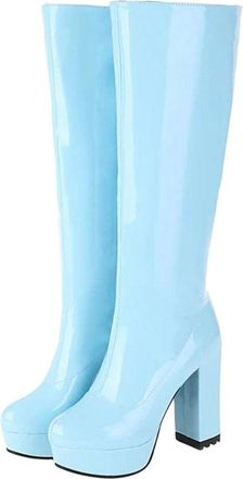 Generic Women Knee High Platform Boots Patent Leather Winter Fashion Outdoor Casual Boot