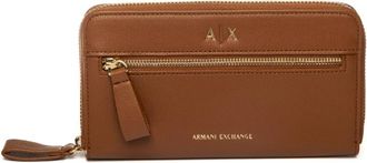 A|X Armani Exchange Logo Portemonnee met rits - Dames - Portefeuilles - Bruin - ONE Size - Leer - Accessoires