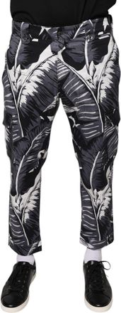 Dolce & Gabbana Gray Banana Leaf Cotton Stretch Capri Mens Pants