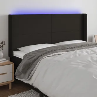 vidaXL Cabecero Con Led De Tela Negro 183x16x118/128 Cm Vidaxl