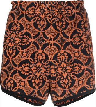 Marine Serre Graphic-Print Track Shorts - Heren - Korte Broeken - Oranje - S - Katoen - Korte Broeken