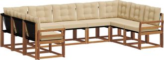 vidaXL Conjunto De Sof&aacute;s De Exterior 9 Uds. Natural Y Beige Vidaxl