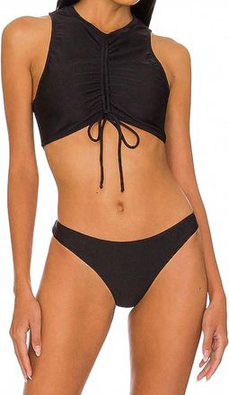 Something Navy Cinched Front Bikini Top In Black