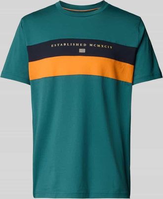 Christian Berg T-Shirt mit Label-Print in Metallic Gruen, Gr&ouml;&szlig;e S