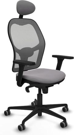 Piqueras y Crespo Piqueras Y Crespo - Jorquera Sincro Malla Gris Similpiel Gris Brazos 3d Base Nailon Cabecero Fijo Ruedas 65mm Engomada