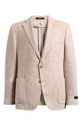 Vince Icon Relaxed Fit Tan M&eacute;lange Cotton & Linen Sport Coat in Beige at Nordstrom, Size 42 Regular