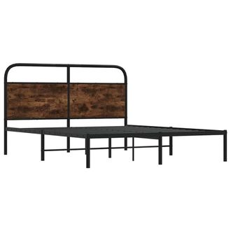 Berkfield Home Elegant Bed Frame Without Mattress 150x200 cm King Size Smoked Oa in Brown