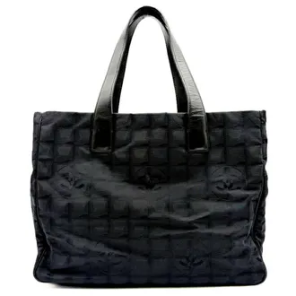 Chanel Black Nylon Jacquard Leather Tote Bag (Pre-Owned)