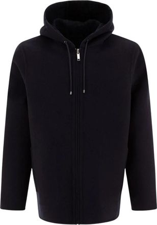 Valentino Garavani Reversible Hoodie-Style Coat - Heren - Vesten met rits - Blauw - 2XL - Wol - Hoodies & sweatvesten