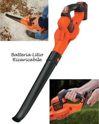 Black+Decker Soffiatore a Batteria Ricaricabile Litio 18V Tubo Black&decker Foglie Giardino