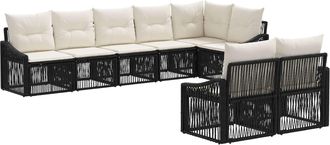 vidaXL Conjunto De Sof&aacute;s De Jard&iacute;n 8 Uds. Negro Rat&aacute;n Sint&eacute;tico Vidaxl